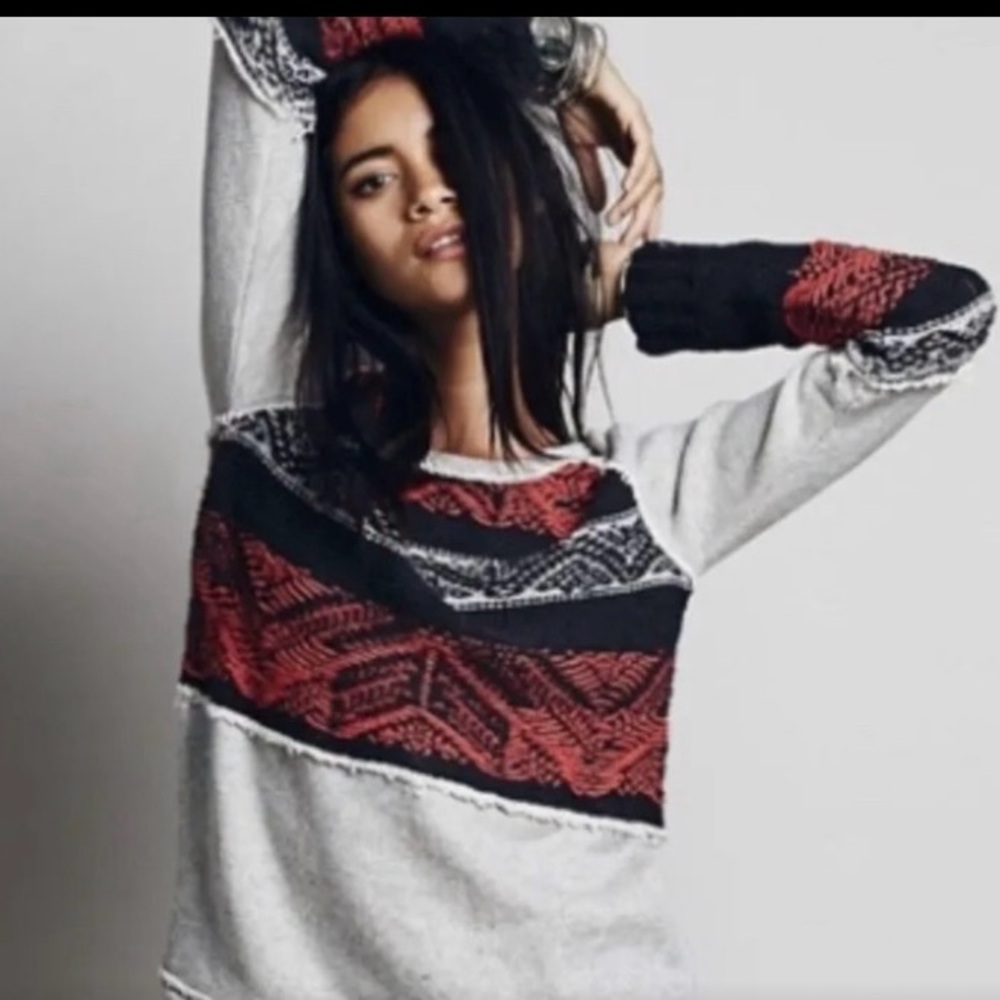 Free People Snow Angel Nordic Oversized Sweater
